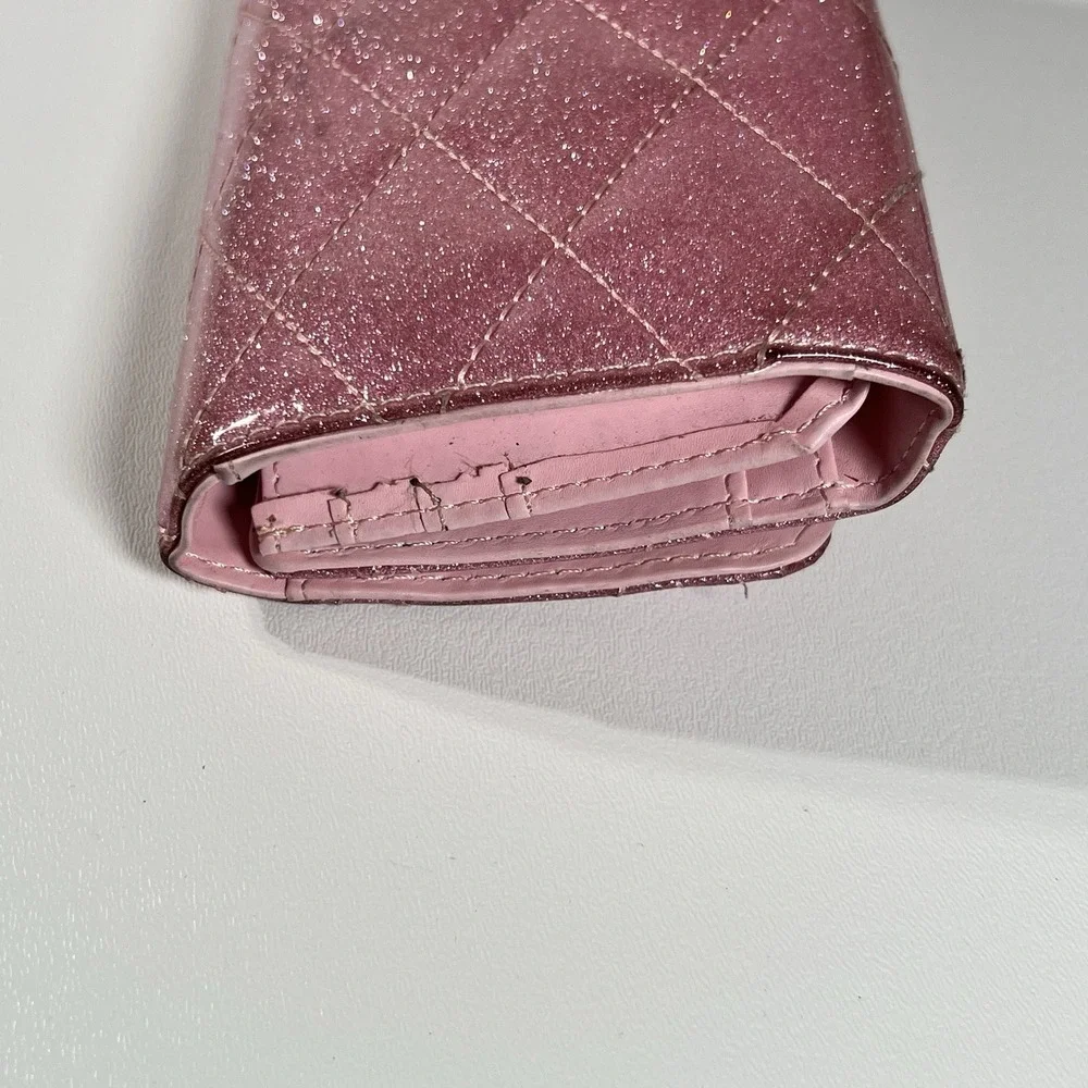 Lux de Ville Route 66 Wallet Baby Pink Lamé Quilted Retro Pinup Rockabilly
